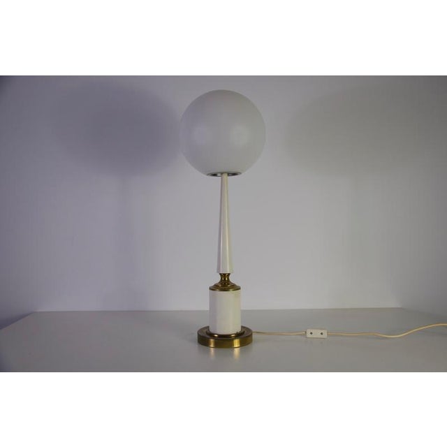 Vintage Italian Table Lamp in White Metal and Opal Glass, 1960s For Sale - Image 11 of 15