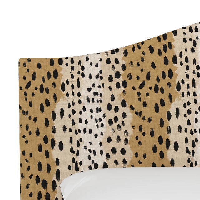 Spritely Home Kenmore Bed in Caramel Linen Leopard, Full/Double For Sale - Image 4 of 6