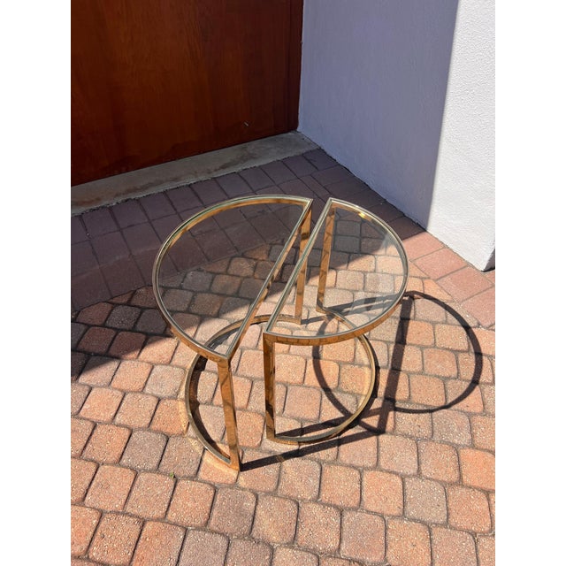 Brass 1970s Demi-Lune Gilt End Tables - Set of 2 For Sale - Image 8 of 12