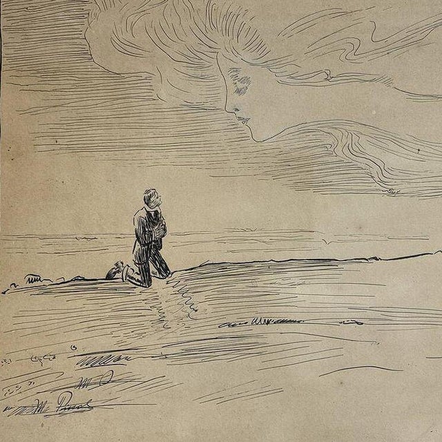 1900 - 1909 1906 Art Nouveau "When a Man Is in Love" Lithograph by Charles Gibson, Framed For Sale - Image 5 of 8