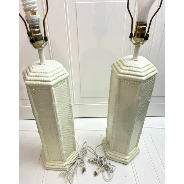 Vintage Palm Beach Regency Faux Bamboo Pagoda Table Lamp - a Pair For Sale - Image 12 of 12