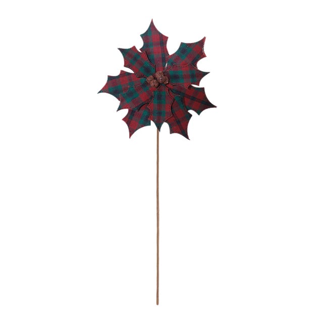 Infuse your holiday décor with cozy, rustic charm using this Rustic Plaid Poinsettia Stem set. Designed with layered...