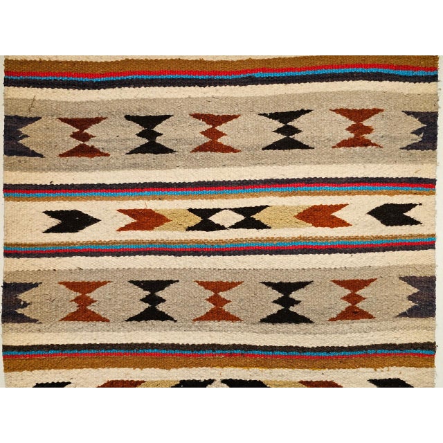 Vintage Navajo Saddle Blanket, Band Pattern, Native American Wall Art, 3x3 For Sale - Image 4 of 11
