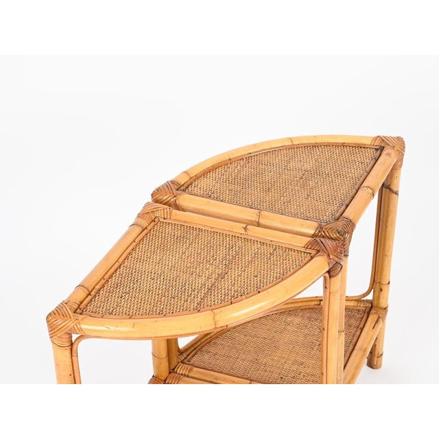 French Riviera Nightstands or Side Tables in Bamboo Rattan, Italy, 1970s, Set of 2 For Sale - Image 9 of 15