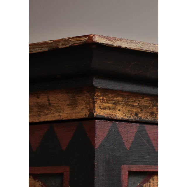 Wood Antique Scandinavian Column Cabinet with Hand-Painted Decor For Sale - Image 7 of 16