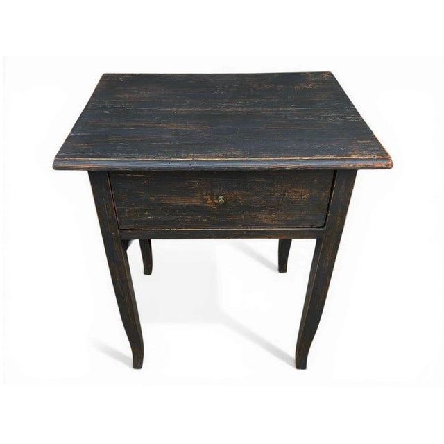 Dark Lacquered Fir Side Table For Sale - Image 4 of 13