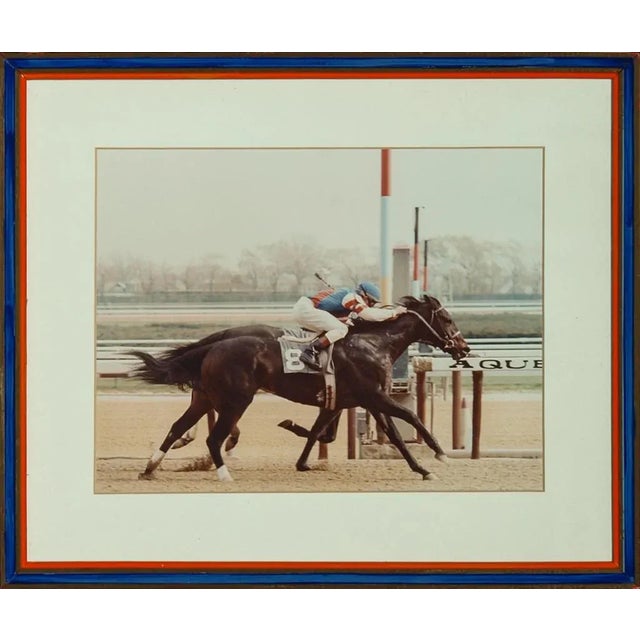 Aqueduct Park Race Finish Line Color Photo in Custom Racing Stripe Frame!
