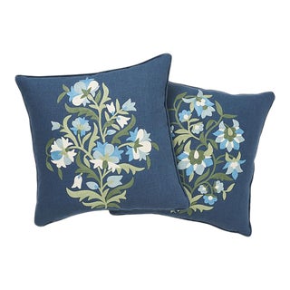 Schumacher Antalya Medallion 18" Pillow Set in Aegean - A Pair For Sale