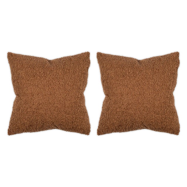 Transitional Teddy Saddle 22x22 Pillow, A Pair For Sale - Image 3 of 3