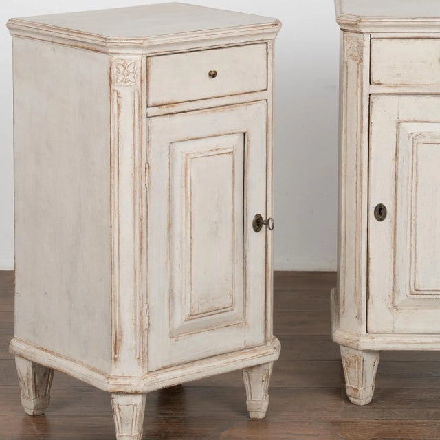 Pair, White Painted Nightstands, Sweden Circa 1880 For Sale - Image 6 of 11