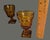 Mid 20th Century Vintage Six Ornate Indiana Amber Glass Wine Goblets Glasses For Sale - Image 5 of 6