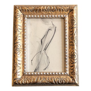 1950’s Vintage Original Abstract Charcoal Nude Female Figure Study Drawing Framed For Sale