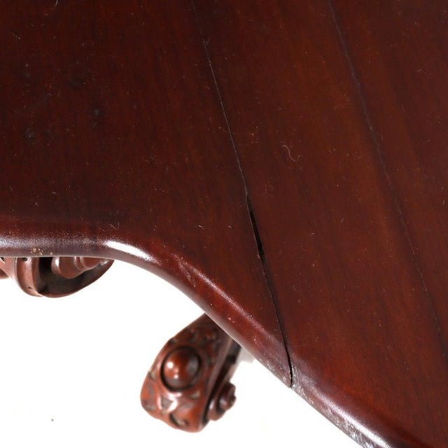 Wood Antique Rococo Carved Mahogany Turtle Top Center Table C1890 For Sale - Image 7 of 14