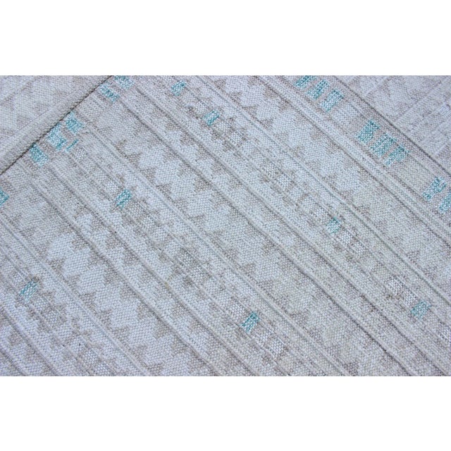 Modern Swedish Design Rug With All-Over Design in White, Taupe & Light Blue For Sale - Image 12 of 13