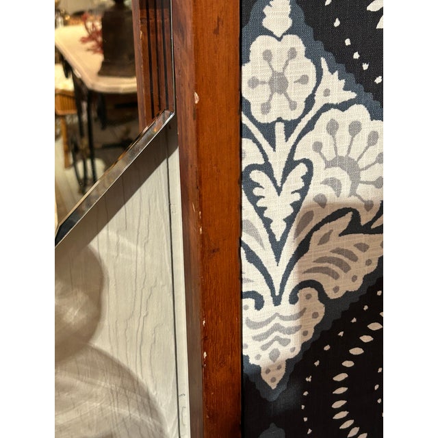 Vintage Mahogany & New Ikat Fabric 3 Panel Screen For Sale - Image 13 of 16