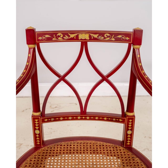 Pair Neoclassical Hand Paint Decorated Adams Style Armchairs For Sale In Philadelphia - Image 6 of 18