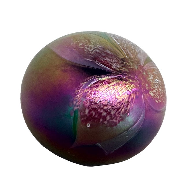 Abstract Vintage Glasshouse Opalescent Hand-Blown Signed Paperweight For Sale - Image 3 of 9