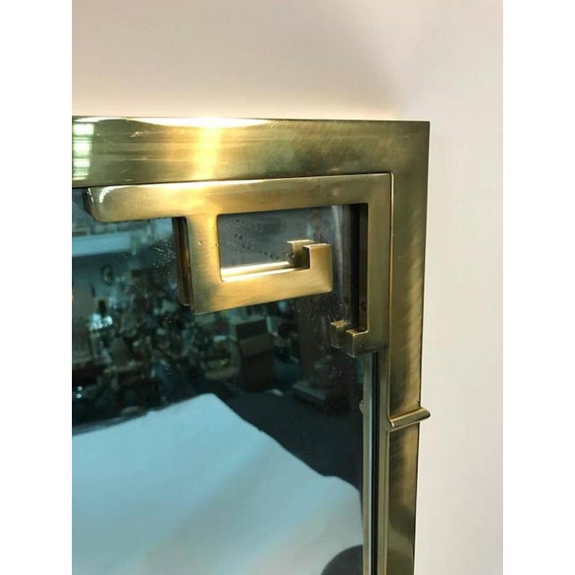 Late 20th Century Italian Solid Brass Wall Mirror With Greek Key Design For Sale - Image 5 of 9