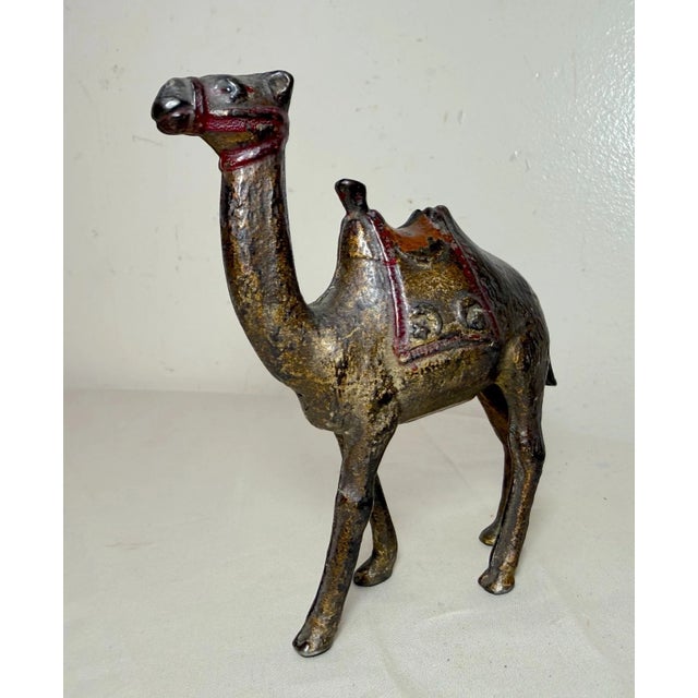 19th Century Rare Antique Original A. C. Williams Orak Painted Camel Cast Iron Still Bank For Sale - Image 5 of 9