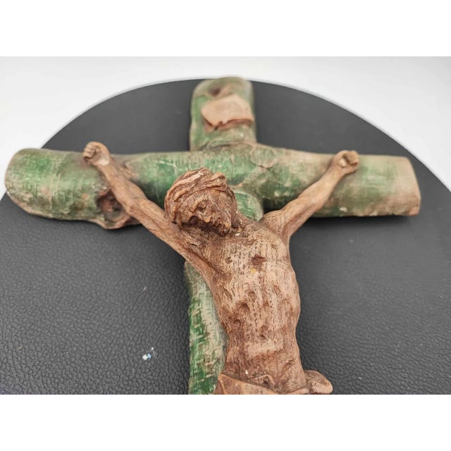 Pre-war hanging cross, made of plaster, dimensions: height 41.5 cm, width 25 cm, depth 6.5 cm.
