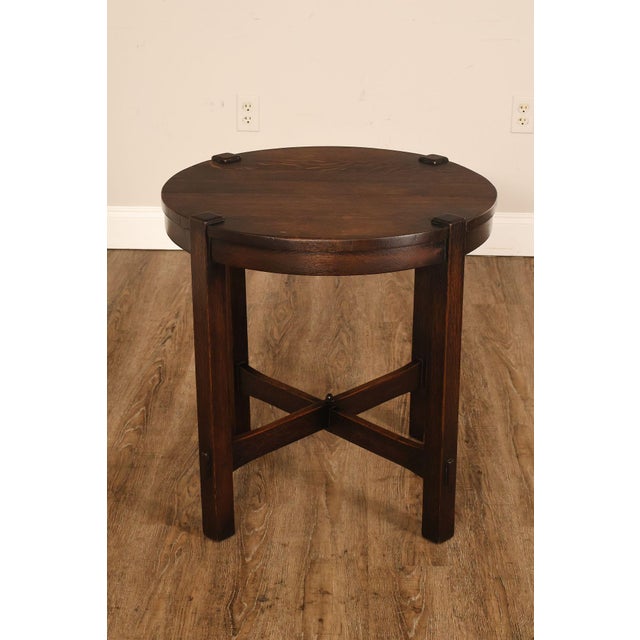 Early Gustav Stickley Mission Oak 26 Inch Round Table #439 For Sale - Image 16 of 18