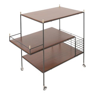 Bar Cart in Walnut, 1960s For Sale