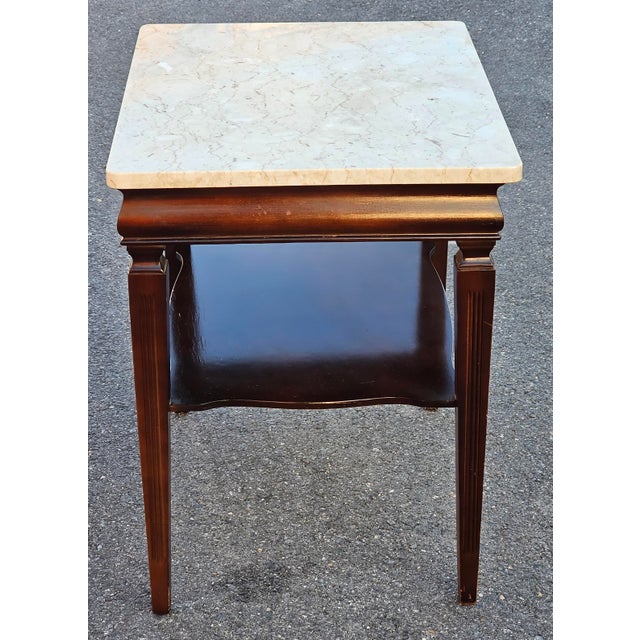 Mid 20th Century 1960s Regency Style Tiered Mahogany Side Table With Marble Top For Sale - Image 5 of 10
