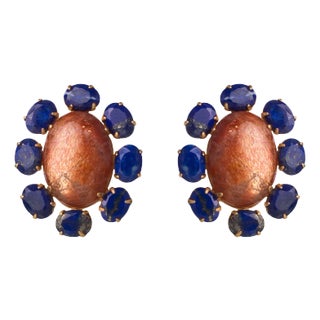 Allegra Large Studs, Orange, Pierced For Sale