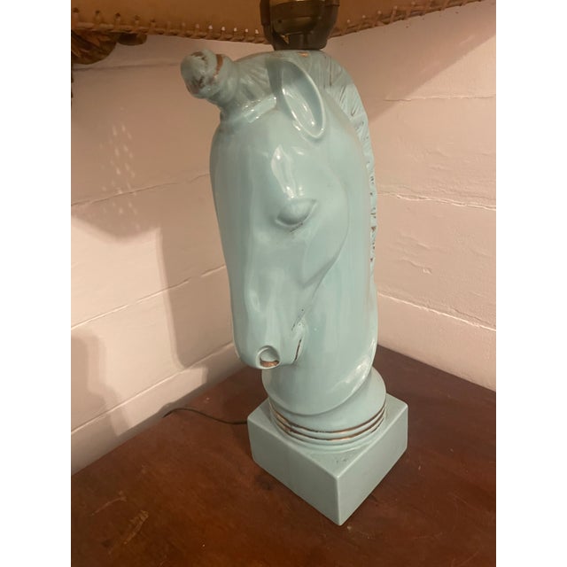 1950’s Turquoise Blue Howell Ceramic Horse Lamp For Sale - Image 9 of 12
