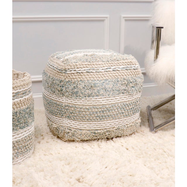 Textile Pasargad Home Grandcanyon Cotton Braided Pouf For Sale - Image 7 of 11