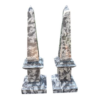 Pair of Vintage Italian Marble Obelisks For Sale
