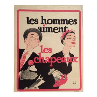 Original Vintage French Fashion Advertising Poster by Theo Brugiere For Sale