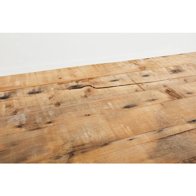 American Country Painted Pine Farmhouse Dining Harvest Table For Sale - Image 10 of 13