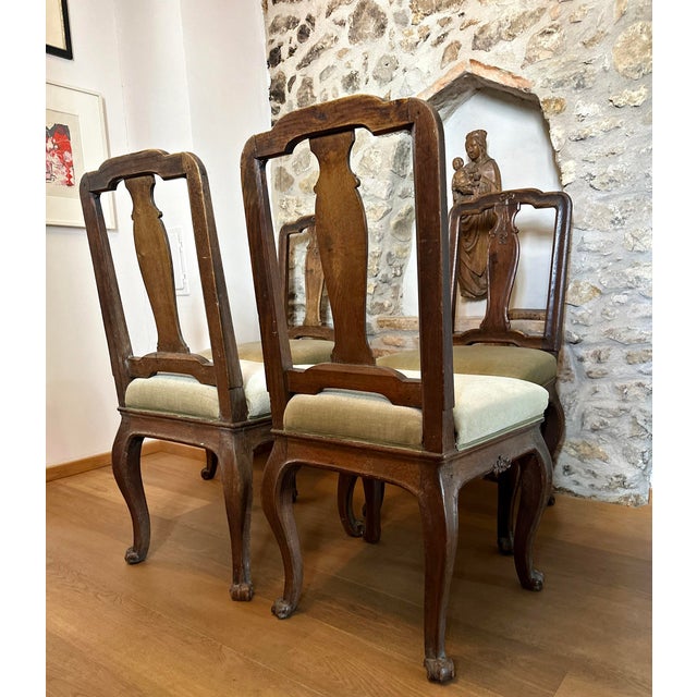 Brown Original Antique Baroque Chairs, Walnut, Circa 1760, Set of 4 For Sale - Image 8 of 15