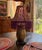 Vintage Purple Velvet Leaf Lamp Shade With Gold Lining & Mustard Trim For Sale - Image 6 of 6