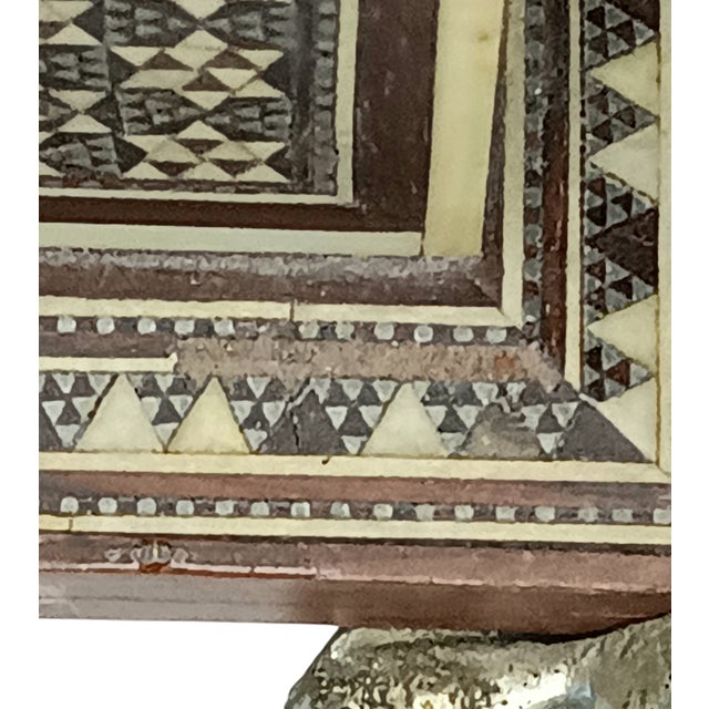 Vintage Large Wood Box Micro Mosaic Inlaid Marquetry With Blue Velvet 17 X 7 X 4.5 For Sale - Image 9 of 17