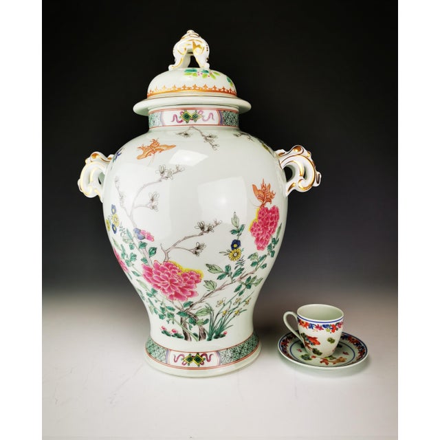 Large covered vase with two openwork handles, "Kien Long" pattern, made by Haviland in Limoges for the Puiforcat company,...
