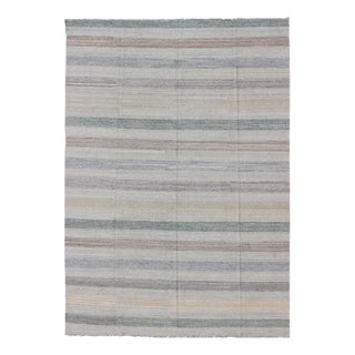 Flat-Weave Kilim in Striped Design by Keivan Woven Arts 8'1 X 11'4 For Sale
