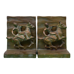Pair of Early 20th Century Art Deco Polo Bronze Bookends