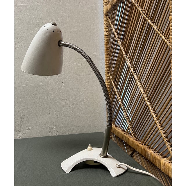 Mid-Century White Shrink Varnish Table Lamp, 1950s For Sale - Image 10 of 18