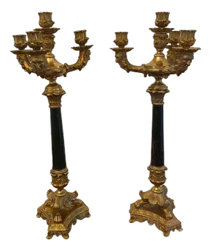 Regency Ornate Ormolu 4-Arm Candelabras, 1835, Set of 2