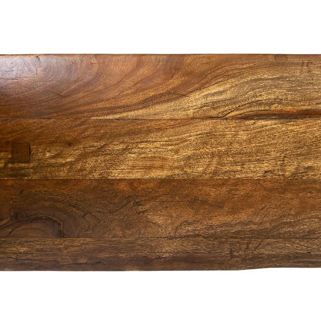 Vintage Thick Solid Wood Bench For Sale - Image 4 of 7