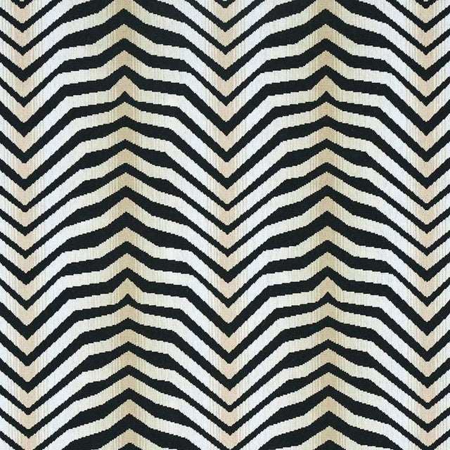 Schumacher X Neisha Crosland Arcure Epingle Fabric in Zebra Black For Sale