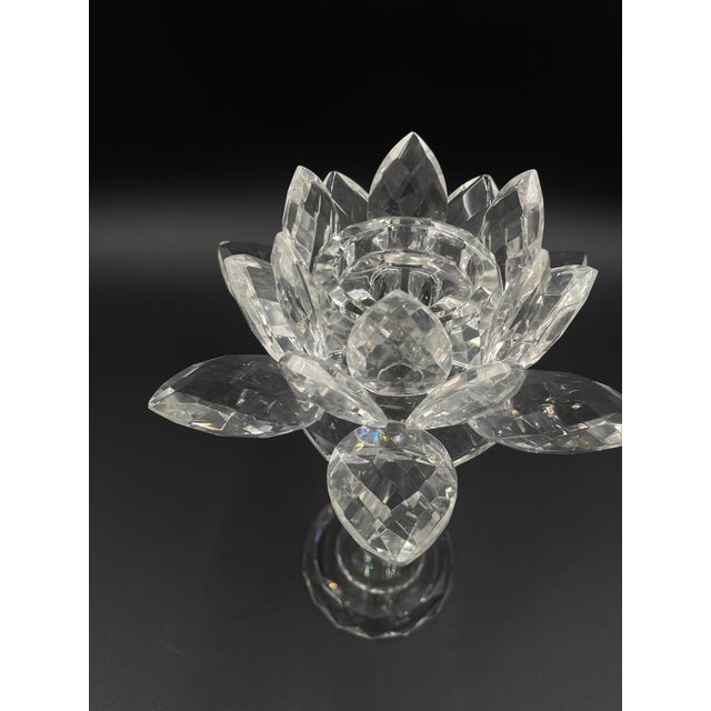 Crystal Lotus Flower Candlestick, 1976 For Sale - Image 3 of 9