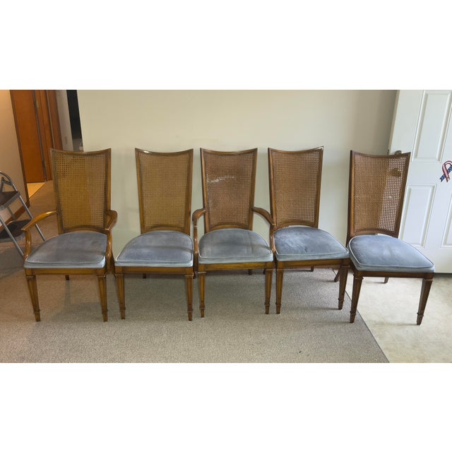 1960s Weiman Sunburst Octagonal Dining Table and Cane-Back Chairs For Sale - Image 9 of 12