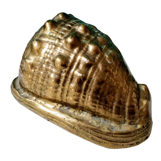 Vintage Brass Seashell Paperweight Nautical Conch Shell For Sale