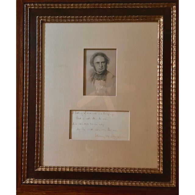 Henry Wadsworth Longfellow Original Framed Sonnet For Sale - Image 4 of 10