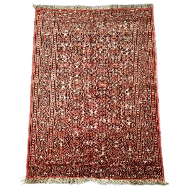 Textile Vintage Hand-Knotted Turkmen Tekke Wool Rug, 1960s For Sale - Image 7 of 7