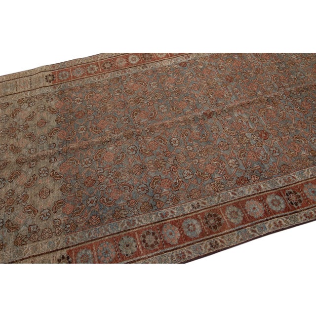 Rust 19th Century Handmade Persian Malayer Wool Rug With Allover Motif For Sale In New York - Image 6 of 7