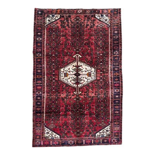 Antique Persian Hamedan Hand-Knotted Rug 5'5" X 9'11" For Sale